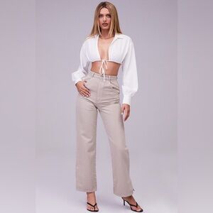 Mistress Rocks Twist Taupe Tan High Waist Straight Jeans Pants Women’s Small